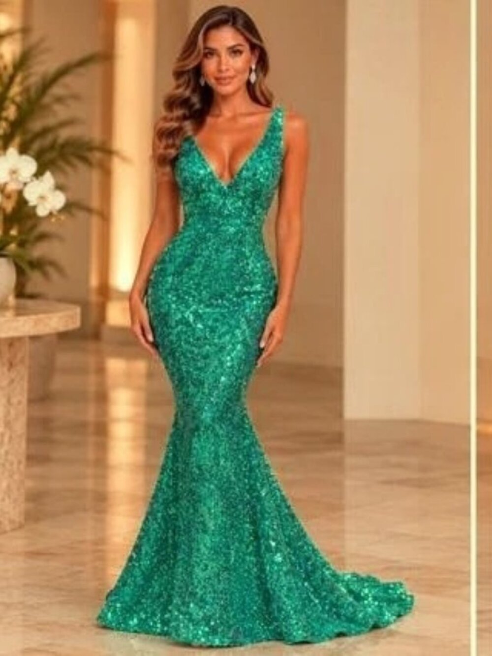 Faeriesty Blue Sequin Mermaid Formal Gown